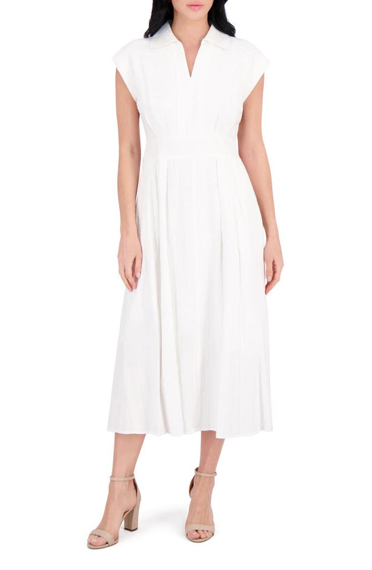 Collar Cotton Midi Dress