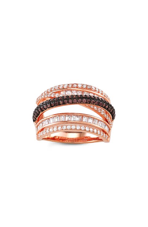 Two-Tone Cubic Zirconia Multiband Ring