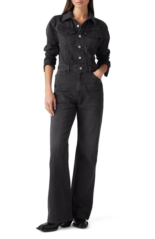 Western Long Sleeve Denim Jumpsuit (Travel Suit)
