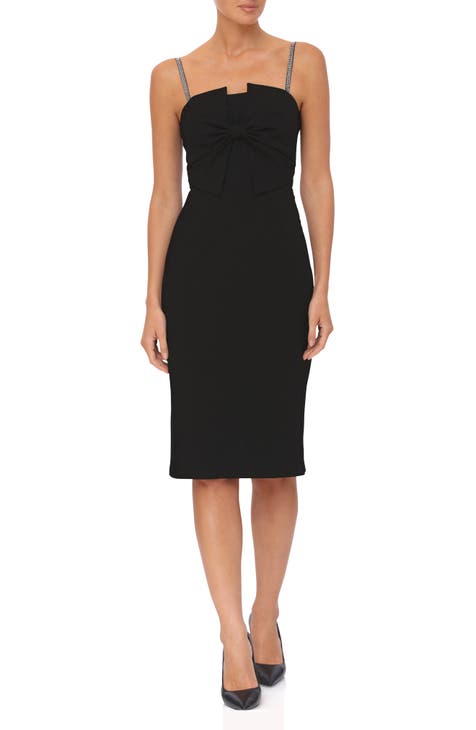 Vestido ajustado con tirantes y lazo de diamantes de imitación