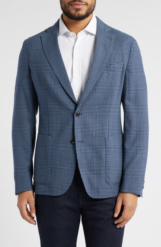 Hanry Slim Fit Blue Glen Check Stretch Wool Sport Coat