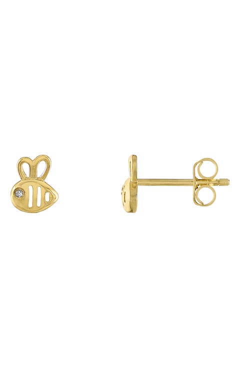 Bee Diamond Stud Earrings - 0.01ct.