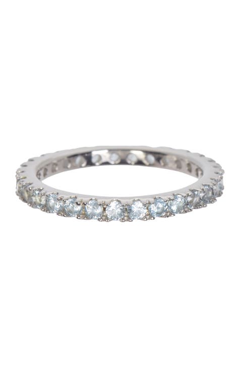 Anillo de plata de ley Aqua CZ Eternity Band