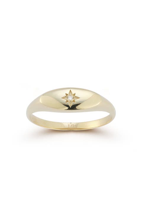 Diamond Star Signet Ring