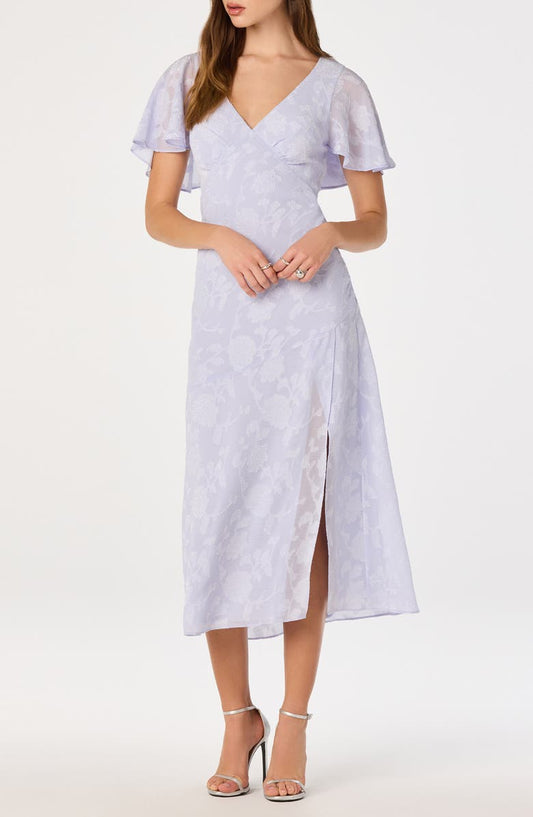 Floral Flutter Sleeve Cutout Back Midi Dress