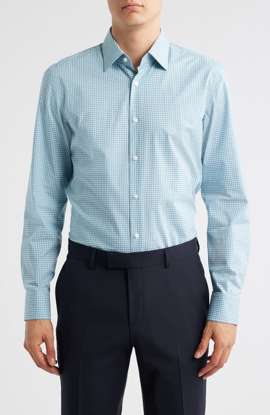 Hank Kent Slim Fit Check Stretch Cotton Dress Shirt (Regular & Big)