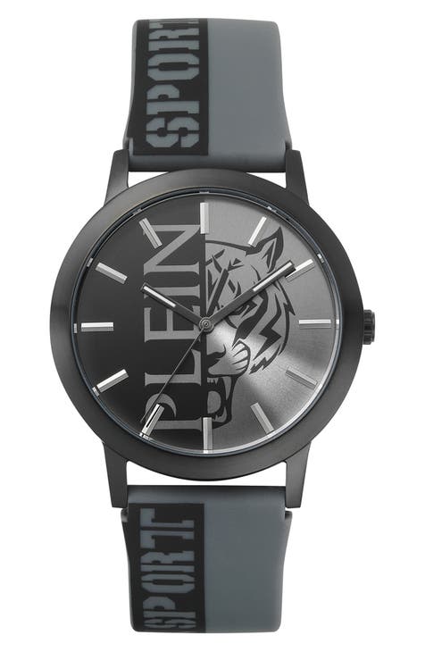 Reloj de cuarzo con tres manecillas y correa de silicona, 44 mm