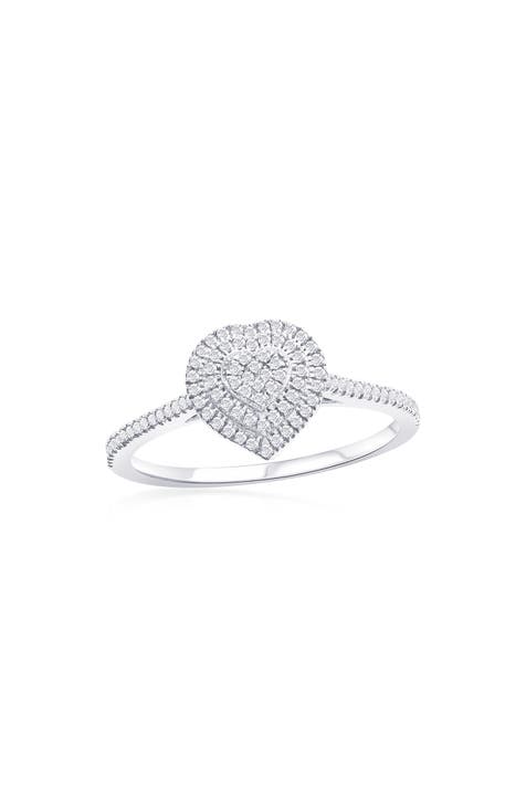 Anillo Corazón Diamante Plata de Ley - 0,27 ctw