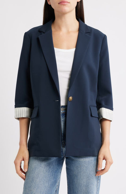 Jennie Elbow Sleeve Crepe Blazer