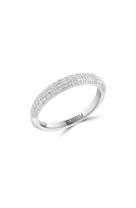 Anillo Pavé de Diamantes de Oro Blanco de 14K - 0,54ct.