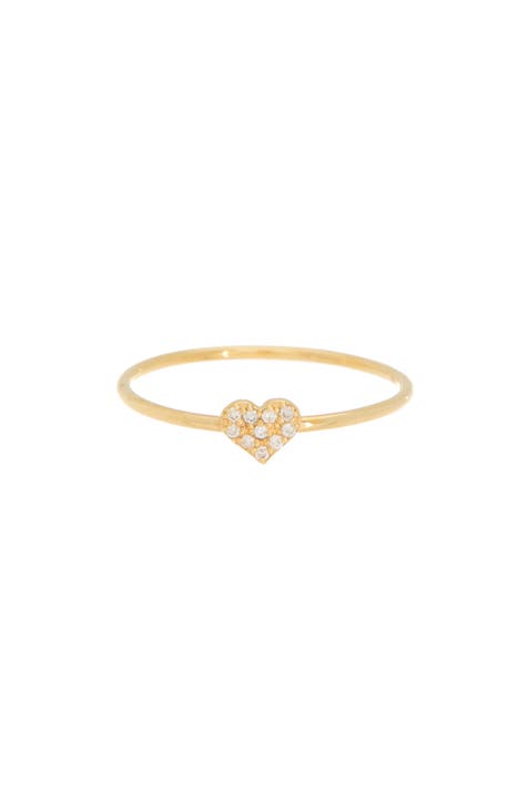 Anillo Corazón Pequeño Pavé de Diamantes de Oro Amarillo de 18 quilates - 0,07 ct. (Exclusivo Nordstrom)