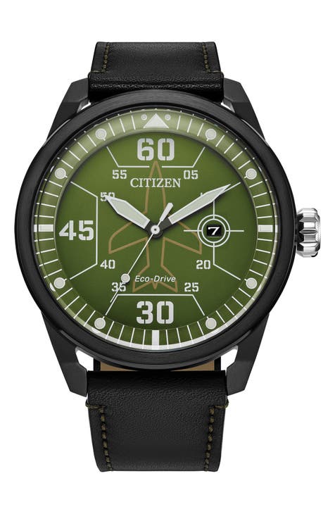 Reloj Avion Eco-Drive con correa de piel, 45 mm