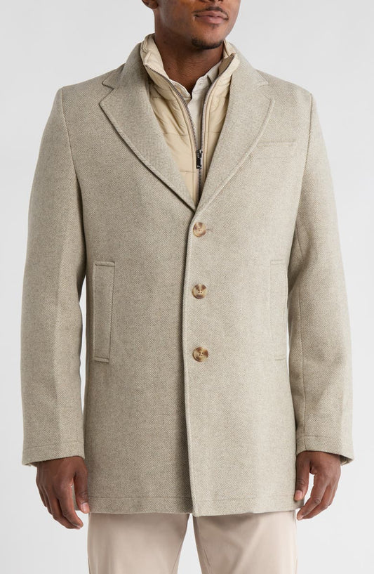 Wool Blend Dress Coat with Removable Bib (Regular & Big)