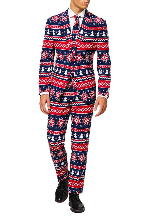 Traje y corbata con ribetes Fair Isle de Nordic Noel