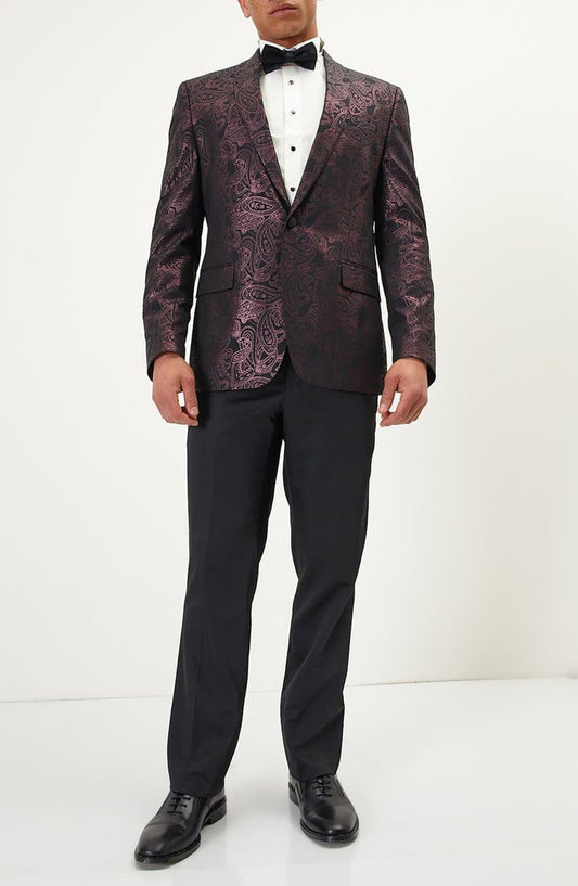 Metallic Paisley Pattern Tuxedo Jacket
