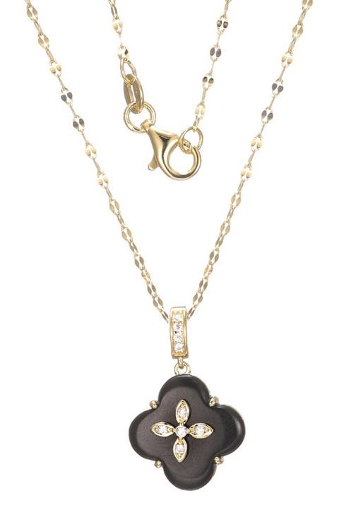 Onyx Clover Pendant Necklace