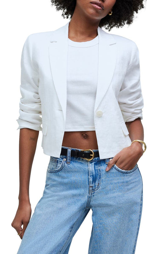 Crop Linen Blazer