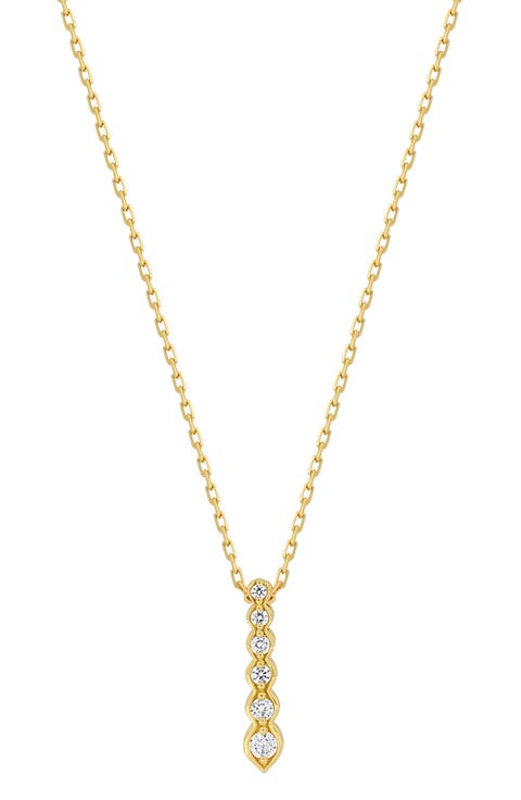 Florentine 18K Yellow Gold Diamond Bar Pendant Necklace