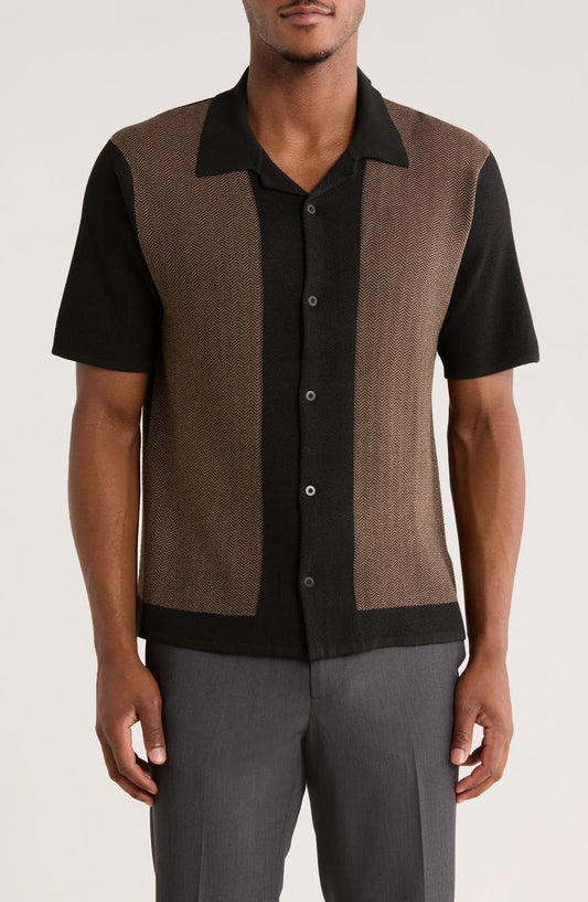 Snap Button Colorblock Knit Polo