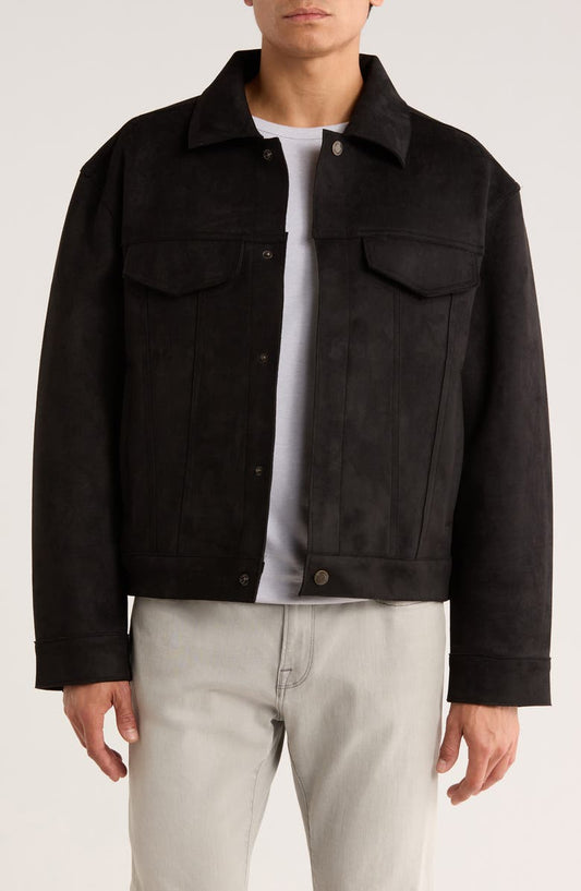 Faux Suede Trucker Jacket