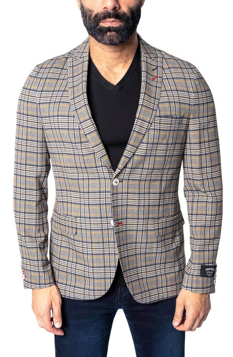 Descartes Unconstructed Plaid Coted Ivoire Yellow Blazer