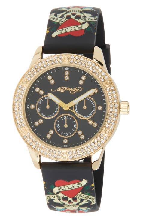 Reloj con correa de silicona de cristal, 38 mm x 44 mm