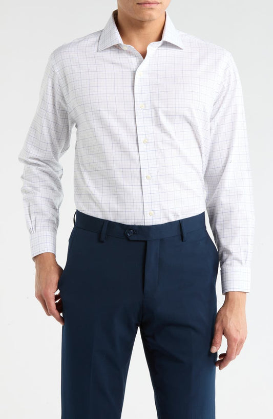 Grid Print Non-Iron Regular Fit Dress Shirt (Regular, Big & Tall)