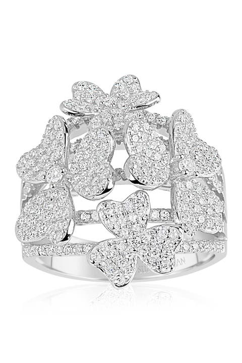 Anillo Multi Flor CZ Plata de Ley