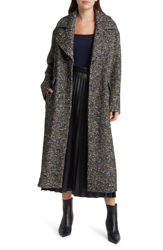 Clifi Herringbone Longline Coat