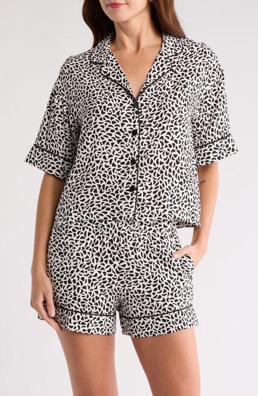 Kine Challis Short Sleeve Button-Up Shirt & Shorts Pajamas