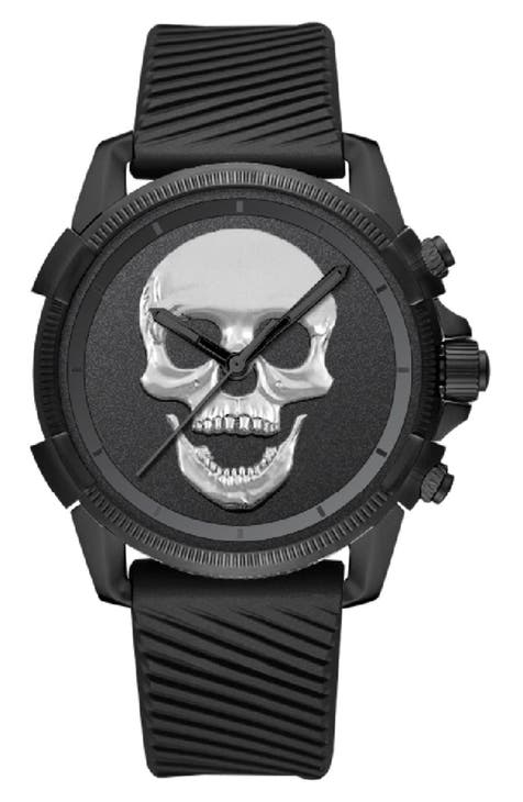 x Reloj con correa de silicona Ed Hardy Skull, 40mm