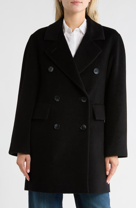 Oversize Double Breasted Wool Blend Coat
