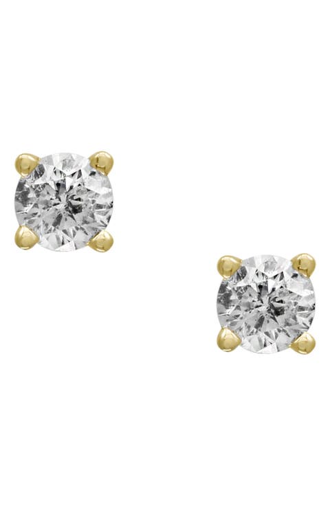 14K White Gold Prong Set Round Cut Diamond Stud Earrings - 0.15 ctw