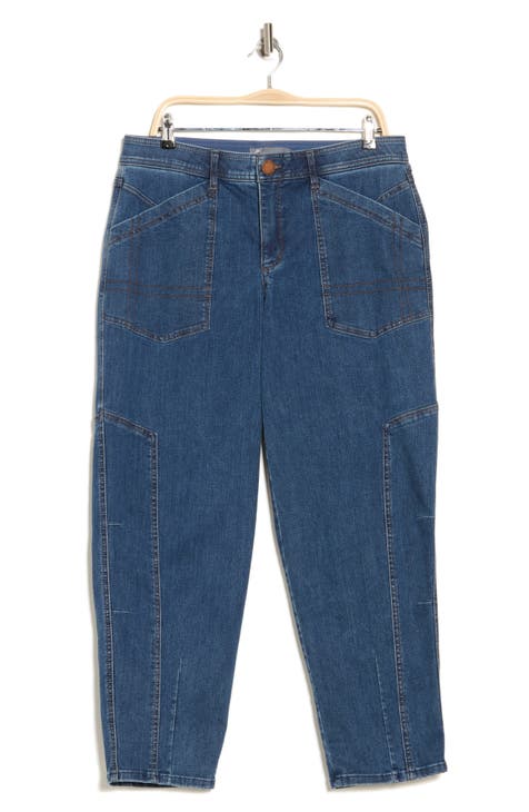 Jeans de pernera recta y tapered con puños enrollados (Plus)