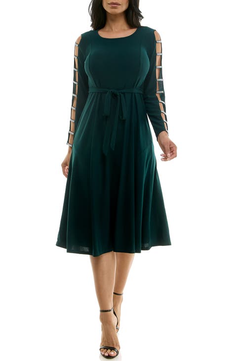 Vestido de manga larga con diamantes de imitación Sylvia