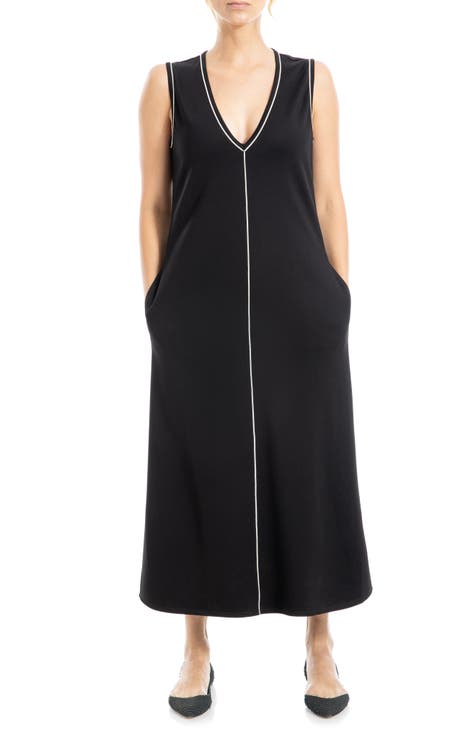 Vestido acampanado sin mangas con cuello en V