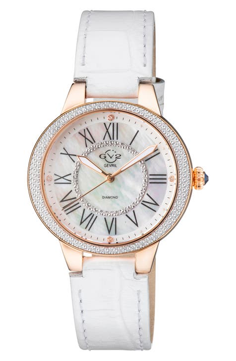 Reloj Astor II con correa de piel suiza y diamantes, 36 mm - 0,0193 ctw