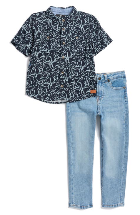 Conjunto de camisa tejida y mezclilla para niños (niño pequeño)