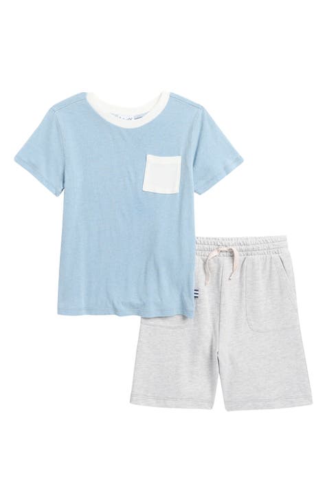 Conjunto de camiseta y pantalones cortos con bolsillo retro para niños pequeños (niños pequeños y niños pequeños)