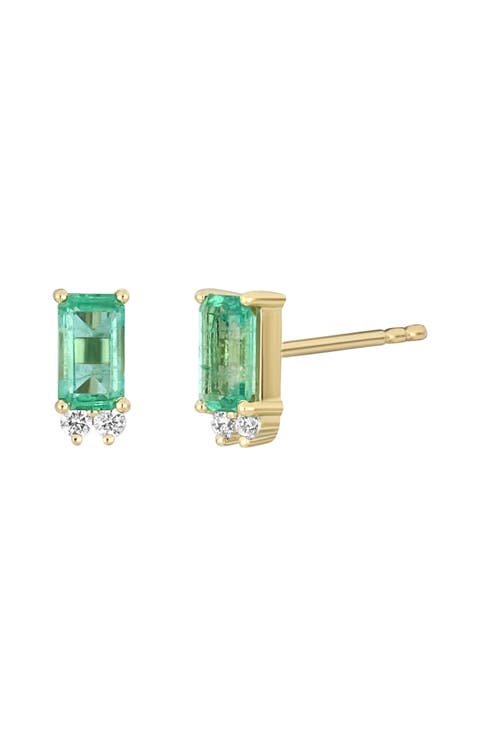El Mar Emerald & Diamond Stud Earrings
