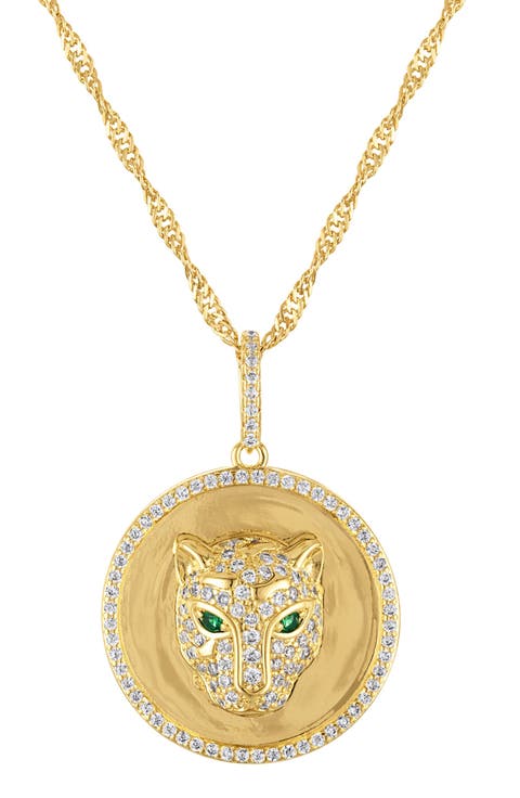 Cubic Zirconia Panther Pendant Necklace