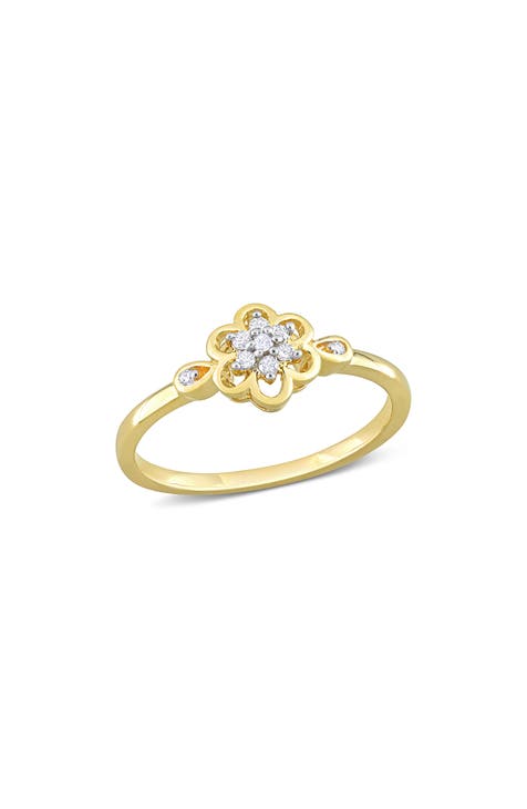 Anillo de diamantes Floral - 0,08ct.