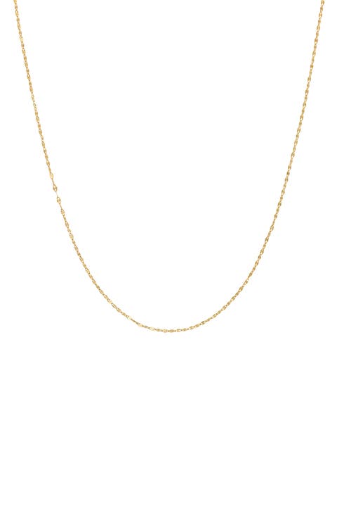14K Gold Mirror Link Chain Necklace