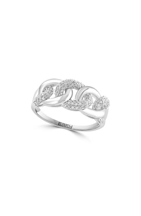 Anillo de eslabones con pavé de diamantes de plata de ley - 0,33ct.