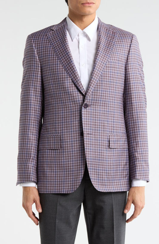 Purple Check Super 130s Wool Suit Sport Coat