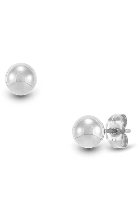 6mm High Polish Ball Stud Earrings