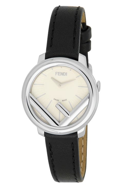 Reloj con correa de piel de acero inoxidable Run Away, 28 mm