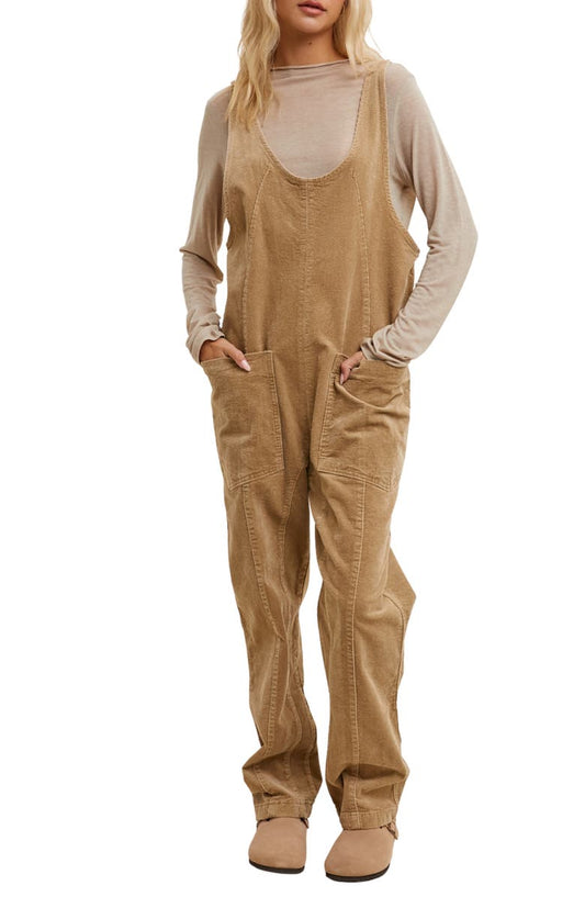 Open Back Corduroy Jumpsuit