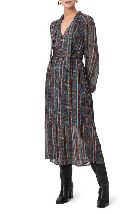 Vestido de mezcla de seda de manga larga Gallery