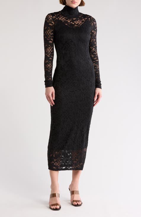 Vestido largo de encaje de manga larga Marni